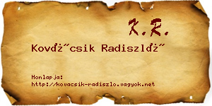 Kovácsik Radiszló névjegykártya